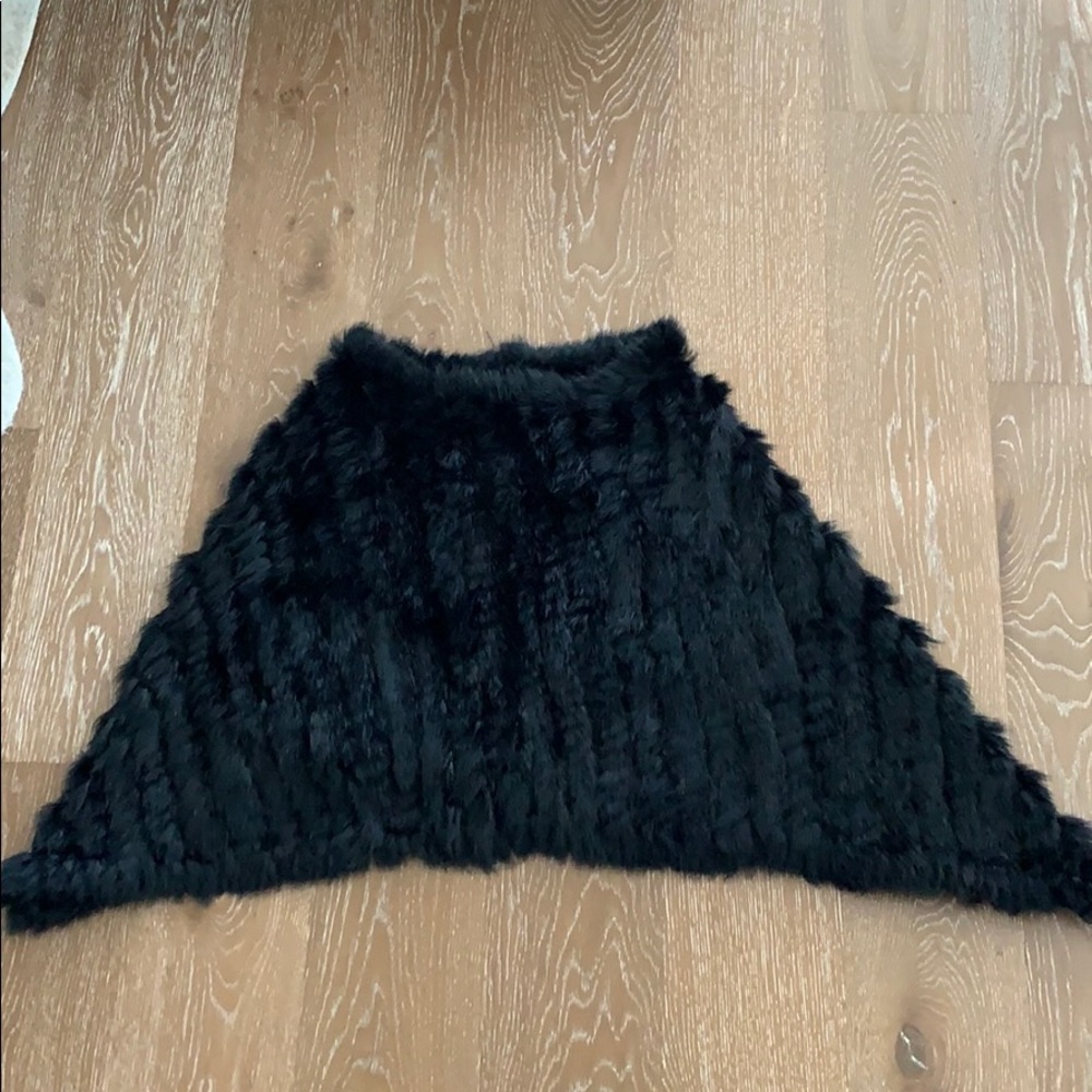 Black rabbit fur poncho O/S